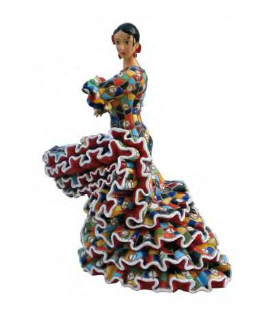 Statue - Danseuse Flamenco Robe MosaÏque - 28 cm